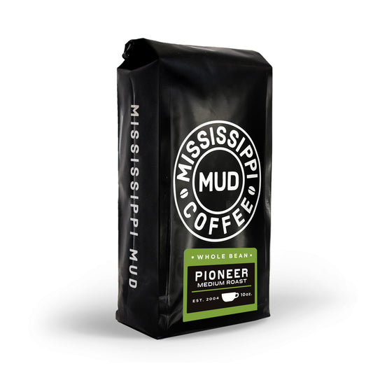 Pioneer Medium Roast, 10oz, Whole Bean Coffee, Mississippi Mud Coffee