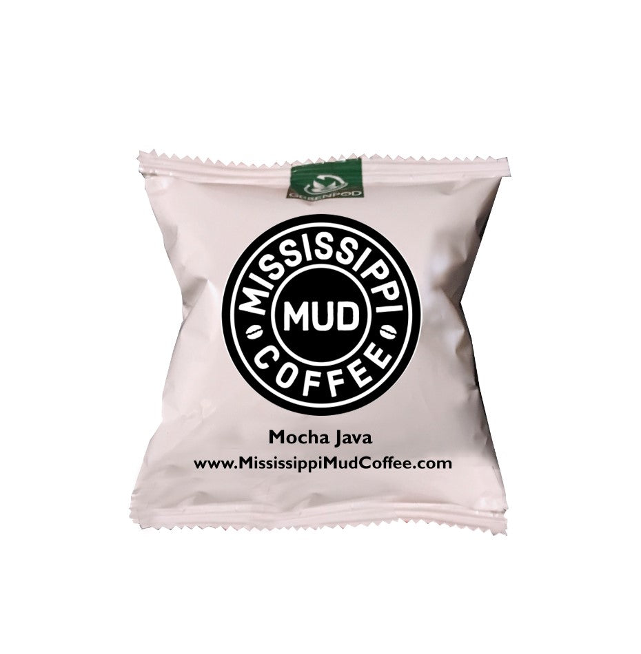 Mocha Java compostable coffee pod, Mississippi Mud Coffee